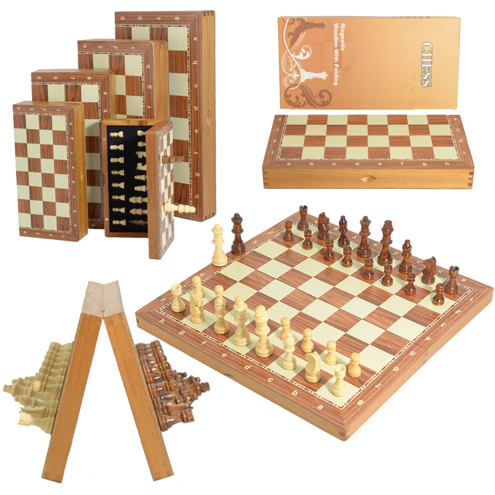 Interior Design Handbook - Set Catur Lipat Kayu Magnetik dengan