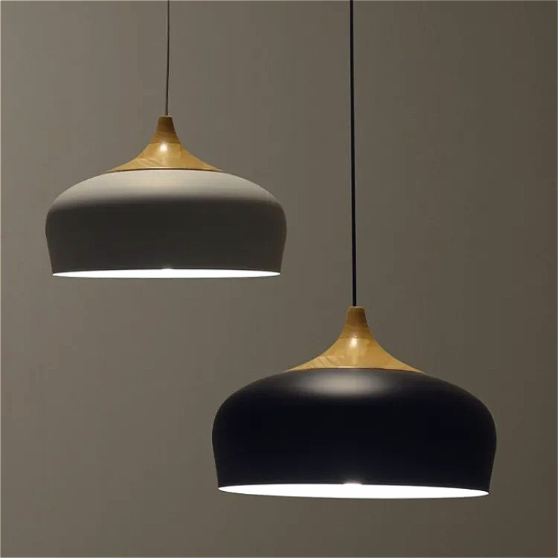 Interior Design White And Wood - Lampu Gantung Langit-langit Kap Lampu Besar