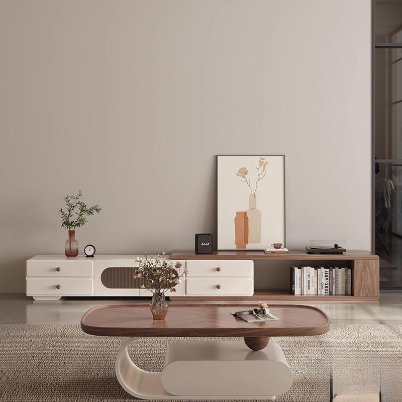 Lemari TV Ruang Tamu Interior  - Interior Design White And Wood ulasan dan harga